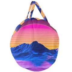 Sun Ultra Artistic 3d Illustration Sunset Giant Round Zipper Tote by Salman4z