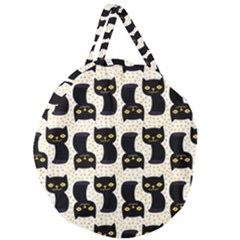 Black Cats And Dots Koteto Cat Pattern Kitty Giant Round Zipper Tote by Salman4z