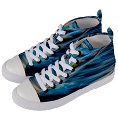 Waves Abstract Women s Mid-top Canvas Sneakers by Salman4z