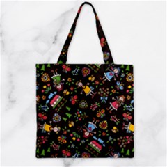 Cartoon Texture Zipper Grocery Tote Bag by Salman4z