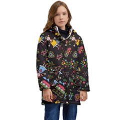 Cartoon Texture Kid s Hooded Longline Puffer Jacket by Salman4z