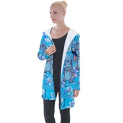 Blue Stitch Aesthetic Longline Hooded Cardigan by Salman4z