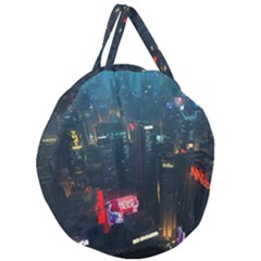 Cityscape Digital Art Giant Round Zipper Tote by Salman4z