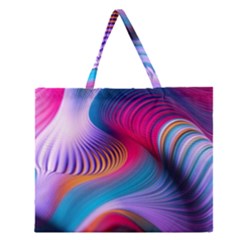 Colorful 3d Waves Creative Wave Waves Wavy Background Texture Zipper Large Tote Bag by Salman4z