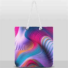 Colorful 3d Waves Creative Wave Waves Wavy Background Texture Full Print Rope Handle Tote (large) by Salman4z