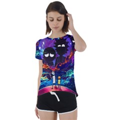 Rick And Morty In Outer Space Short Sleeve Open Back Tee by Salman4z