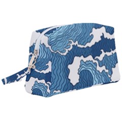 Waves Aesthetics Illustration Japanese Wristlet Pouch Bag (large) by Salman4z