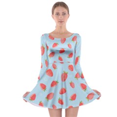 Strawberry Long Sleeve Skater Dress by SychEva