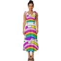 Rainbow Fun Cute Minimal Doodle Drawing 3 Tie-Strap Tiered Midi Chiffon Dress View1