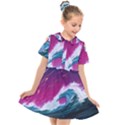 Tsunami Waves Ocean Sea Nautical Nature Water Unique Kids  Short Sleeve Shirt Dress View1