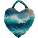 Waves Ocean Sea Tsunami Nautical Blue Giant Heart Shaped Tote View1