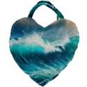 Waves Ocean Sea Tsunami Nautical Blue Giant Heart Shaped Tote View2