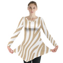 Brown Zebra Vibes Animal Print  Long Sleeve Tunic  by ConteMonfrey