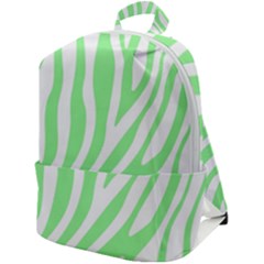 Green Zebra Vibes Animal Print  Zip Up Backpack by ConteMonfrey