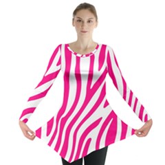 Pink Fucsia Zebra Vibes Animal Print Long Sleeve Tunic  by ConteMonfrey