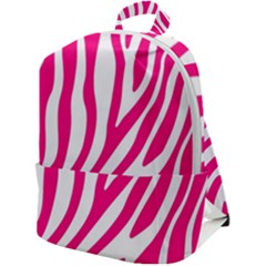 Pink Fucsia Zebra Vibes Animal Print Zip Up Backpack by ConteMonfrey