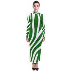 Dark Green Zebra Vibes Animal Print Turtleneck Maxi Dress by ConteMonfrey