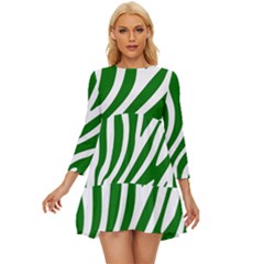 Dark Green Zebra Vibes Animal Print Long Sleeve Babydoll Dress by ConteMonfrey