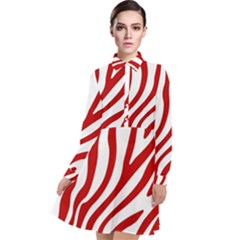 Red Zebra Vibes Animal Print  Long Sleeve Chiffon Shirt Dress by ConteMonfrey