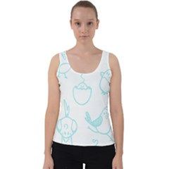 Birds Seamless Pattern Blue Velvet Tank Top by ConteMonfrey