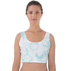 Birds Seamless Pattern Blue Velvet Crop Top by ConteMonfrey