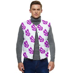 Purple Butterflies On Their Own Way  Men s Short Button Up Puffer Vest	 by ConteMonfrey