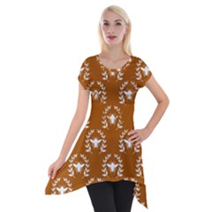 Brown Golden Bees Short Sleeve Side Drop Tunic by ConteMonfrey