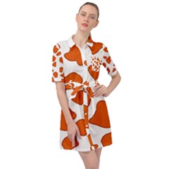 Orange Cow Dots Belted Shirt Dress by ConteMonfrey