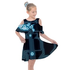 A Completely Seamless Background Design Circuitry Kids  Shoulder Cutout Chiffon Dress by Amaryn4rt