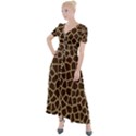 Giraffe Animal Print Skin Fur Button Up Short Sleeve Maxi Dress View1