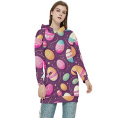 Easter Eggs Egg Women s Long Oversized Pullover Hoodie by Ravend