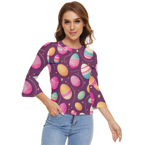 Easter Eggs Egg Bell Sleeve Top by Ravend