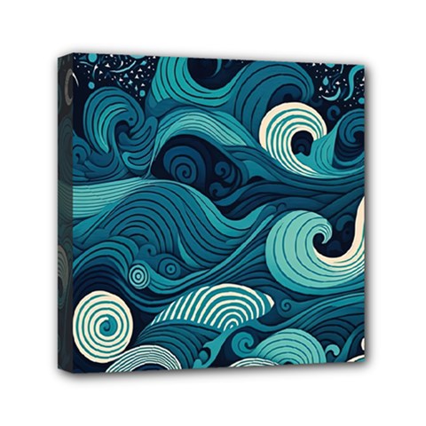 Waves Ocean Sea Abstract Whimsical Abstract Art Mini Canvas 6  X 6  (stretched) by Wegoenart