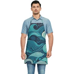Waves Ocean Sea Abstract Whimsical Abstract Art Kitchen Apron by Wegoenart