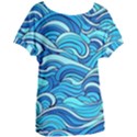 Pattern Ocean Waves Blue Nature Sea Abstract Women s Oversized Tee View1