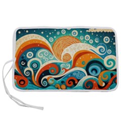 Waves Ocean Sea Abstract Whimsical Abstract Art 4 Pen Storage Case (s) by Wegoenart