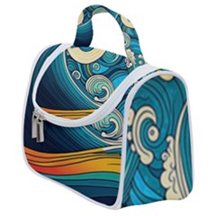 Waves Ocean Sea Abstract Whimsical Abstract Art 3 Satchel Handbag by Wegoenart