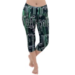 Printed Circuit Board Circuits Lightweight Velour Capri Yoga Leggings by Celenk