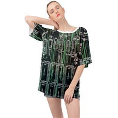 Printed Circuit Board Circuits Oversized Chiffon Top by Celenk