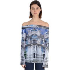 Squad Latvia Architecture Off Shoulder Long Sleeve Top by Celenk