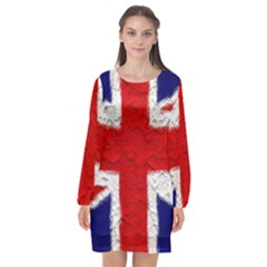 Union Jack Flag National Country Long Sleeve Chiffon Shift Dress  by Celenk