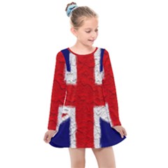 Union Jack Flag National Country Kids  Long Sleeve Dress by Celenk