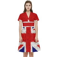 Union Jack Flag National Country Short Sleeve Waist Detail Dress by Celenk