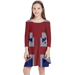 Union Jack Flag British Flag Kids  Quarter Sleeve Skater Dress by Celenk