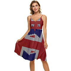 Union Jack Flag British Flag Sleeveless Tie Front Chiffon Dress by Celenk