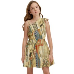 Egyptian Man Sun God Ra Amun Kids  One Shoulder Party Dress by Celenk