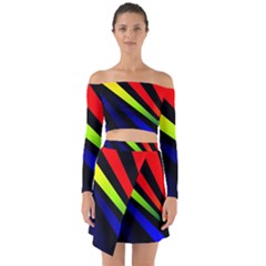 Graphic Design Computer Graphics Off Shoulder Top With Skirt Set by Celenk