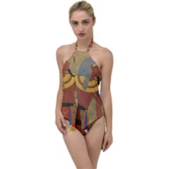 Egyptian Tutunkhamun Pharaoh Design Go With The Flow One Piece Swimsuit by Celenk