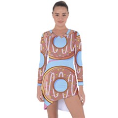 Dessert Food Donut Sweet Decor Chocolate Bread Asymmetric Cut-out Shift Dress by Uceng