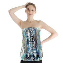 Abstract Acrylic Color Texture Watercolor Creative Strapless Top by Uceng